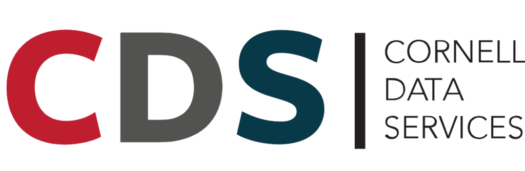 CDS logo with red, grey, and blue letters spelling out the name: Cornell Data Services